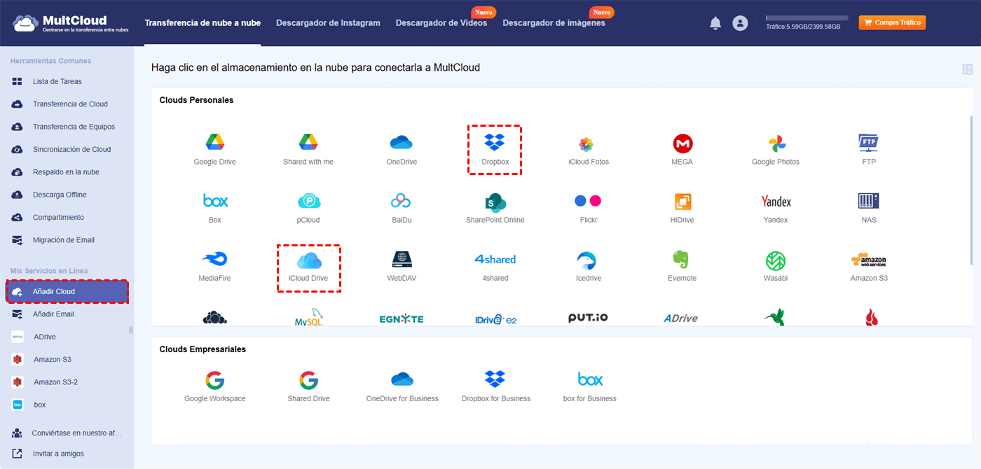 Añadir iCloud Drive y Dropbox Añadir iCloud Drive y Dropbox