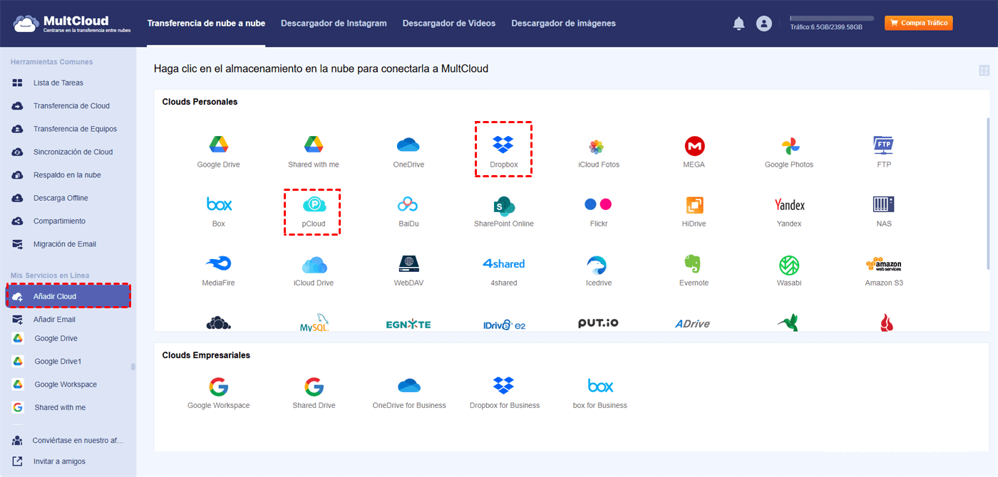 Agregar Dropbox y pCloud Agregar Dropbox y pCloud
