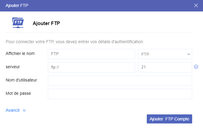 Ajouter FTP à MultCloud