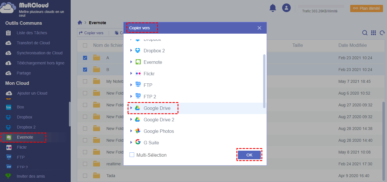 Copier Evernote vers Google Drive