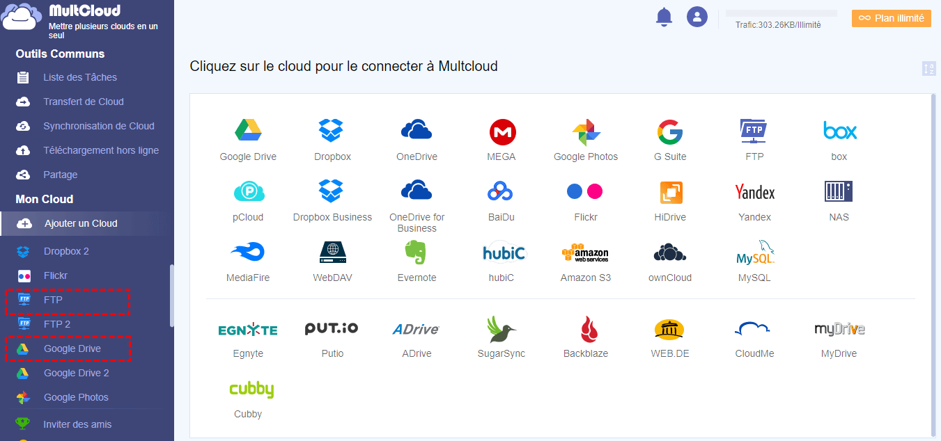 Gérer FTP et Google Drive