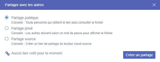 Modes de partage de MultCloud