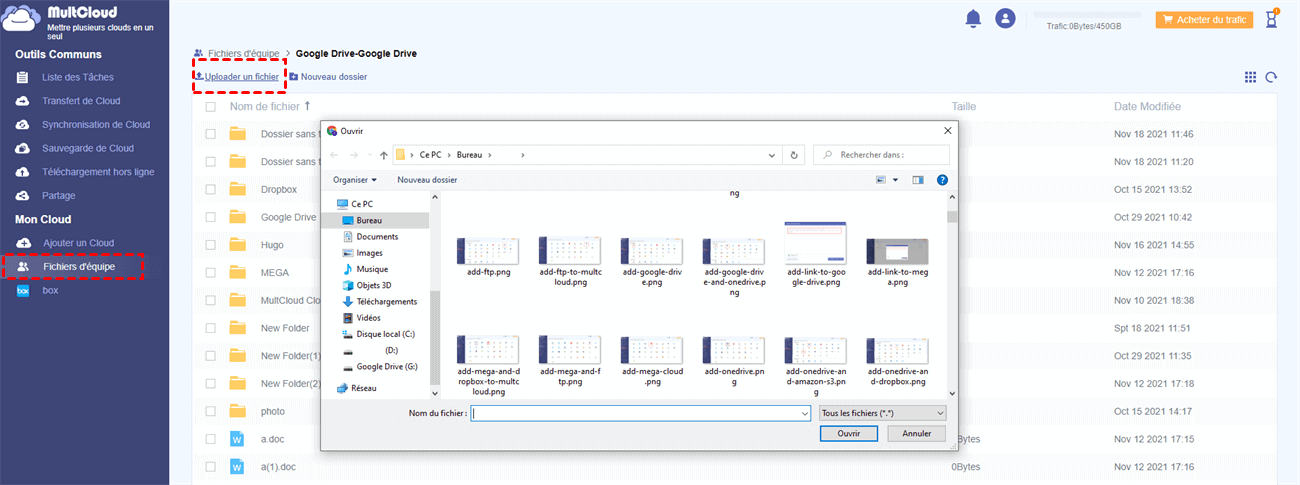 Télécharger des fichiers sur Google Drive à partir d'un sous-compte