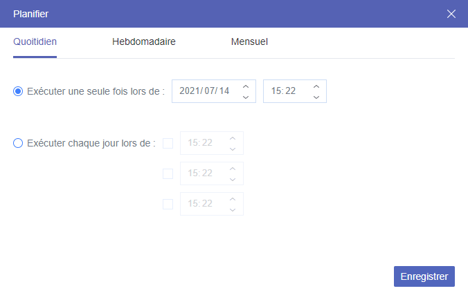 Planifier ube tâche de transfert