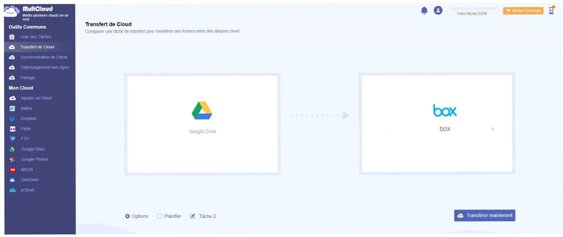 Transférer Google Drive vers Box