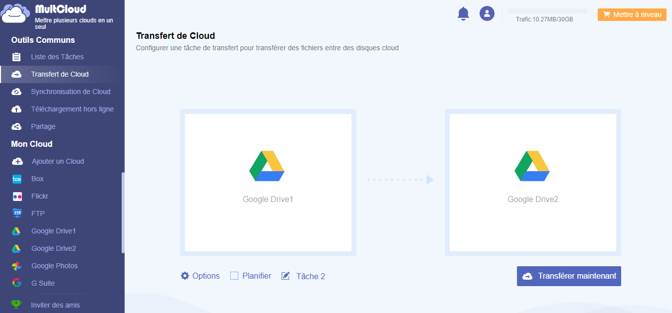 Transférer entre deux comptes Google Drive