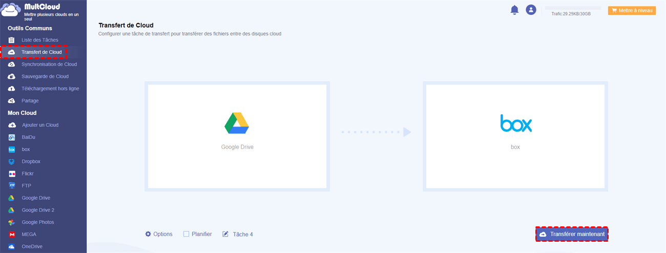 Transfert de Google Drive vers Box