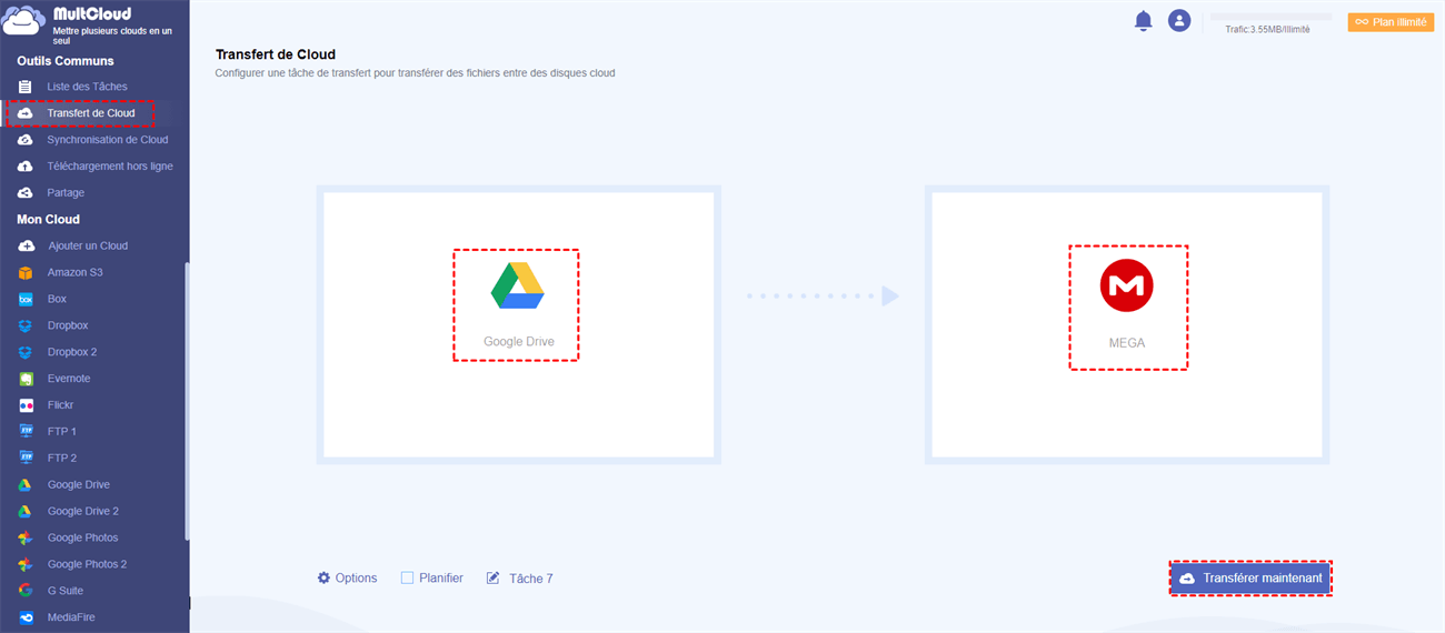 Transférer Google Drive vers MEGA