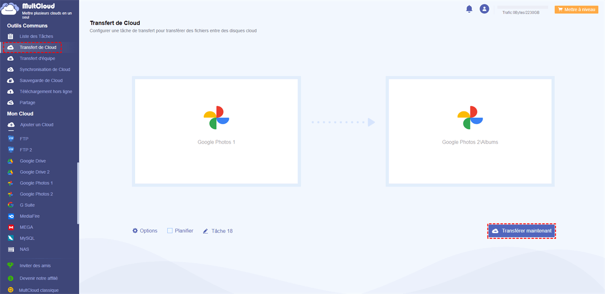 Transférer Google Photos 1 vers Google Photos 2