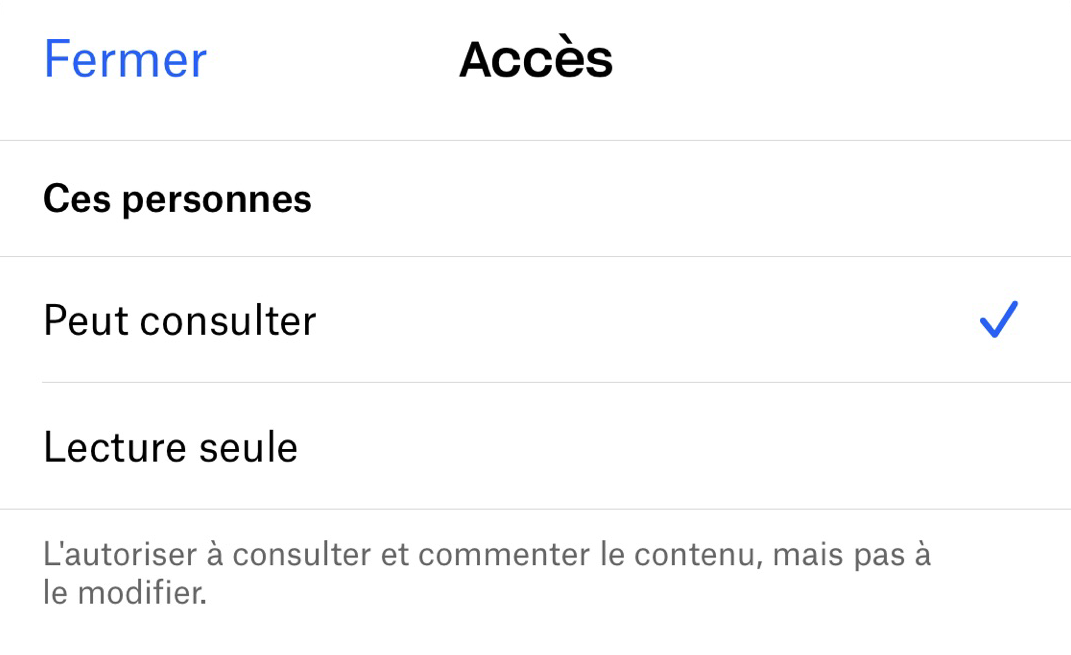 Autorisation d'accès à l'application Dropbox