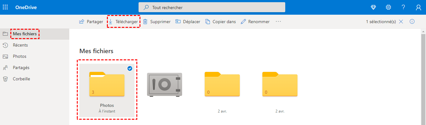 Télécharger les photos de OneDrive