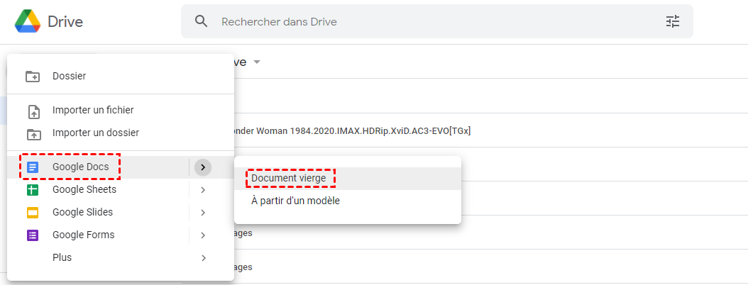 Ajouter des documents Google à Google Drive