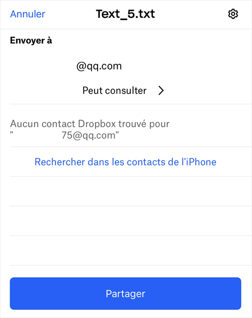 Envoyer un fichier via l'application Dropbox