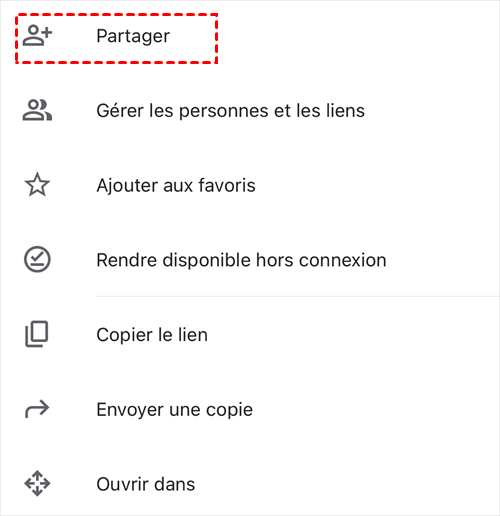 Partager une vidéo sur l'application Google Drive