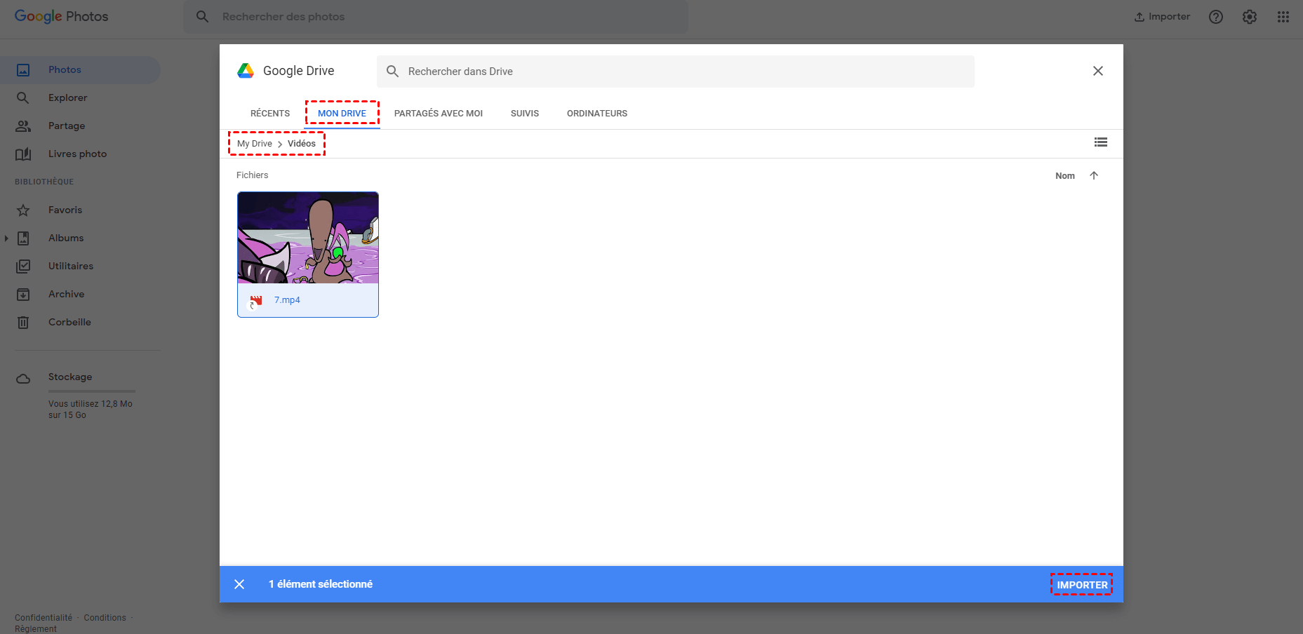 Importer à partir de Google Drive