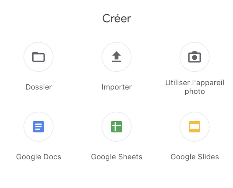 Importer des fichiers vers l'application Google Drive