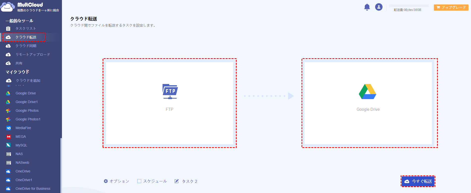 転送とスケジュールファイル