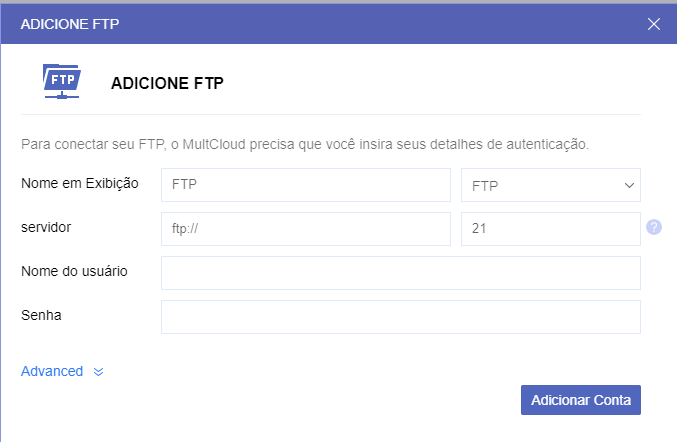 Adicionar FTP