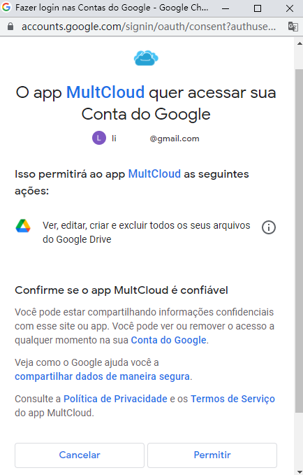 Adicionar Google Drive