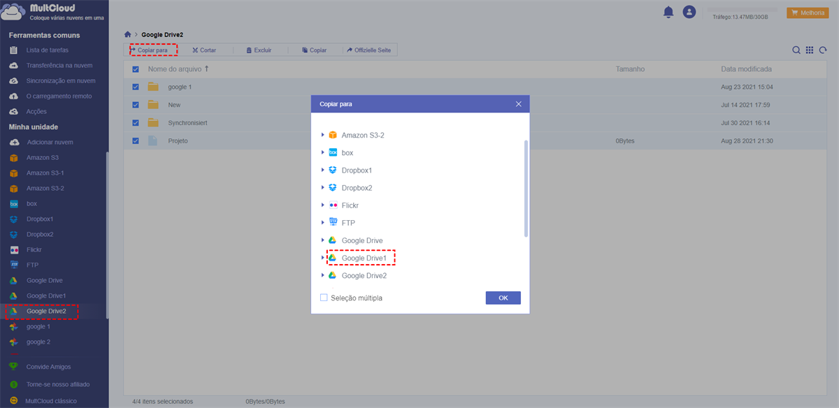 Copiar arquivos do Google Drive para Outro