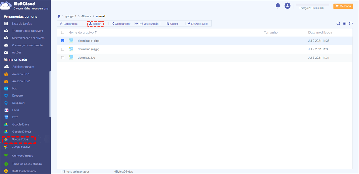 Baixar Fotos do Google Fotos via MultCloud