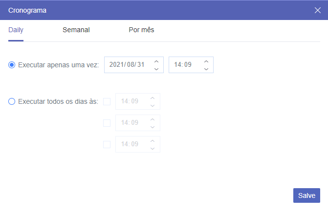 Configurar hora de transferência