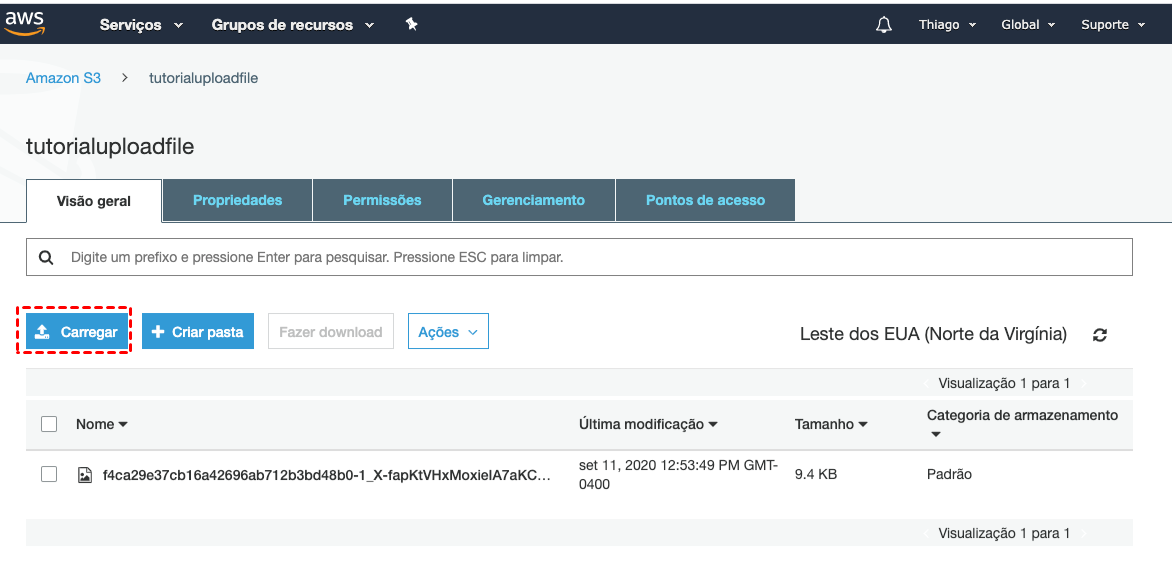 Upload arquivos para Amazon S3