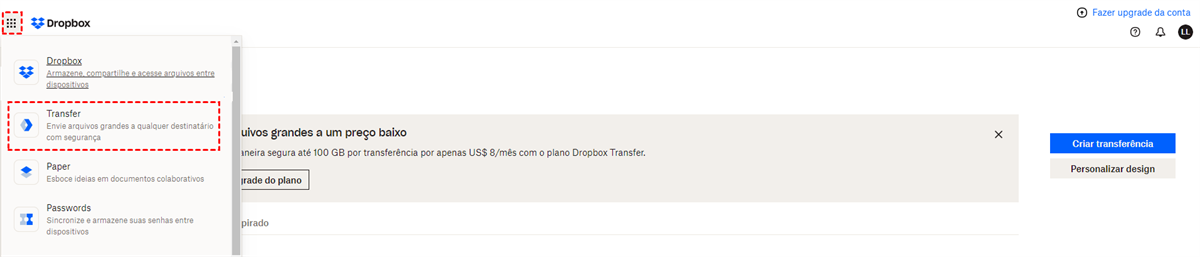 Seleccionar Dropbox Transfer