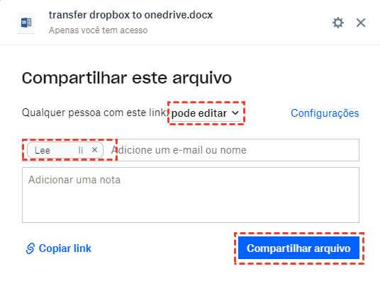 Adicionar Destinatários