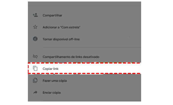 Enviar link no Google Drive App