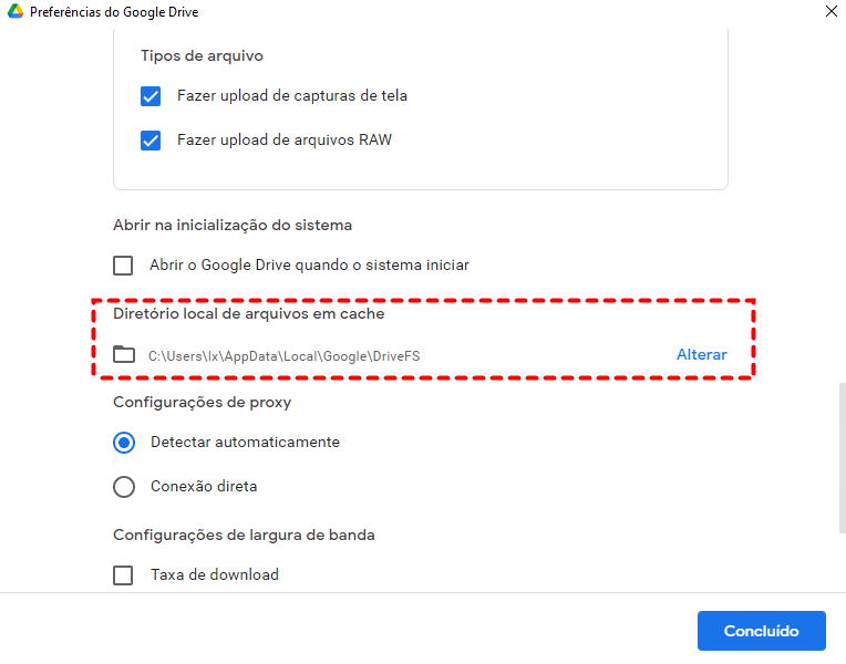 Diretório Local de Arquivos em Cache