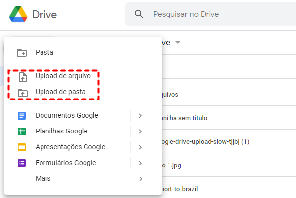 Fazer Upload para Google Drive