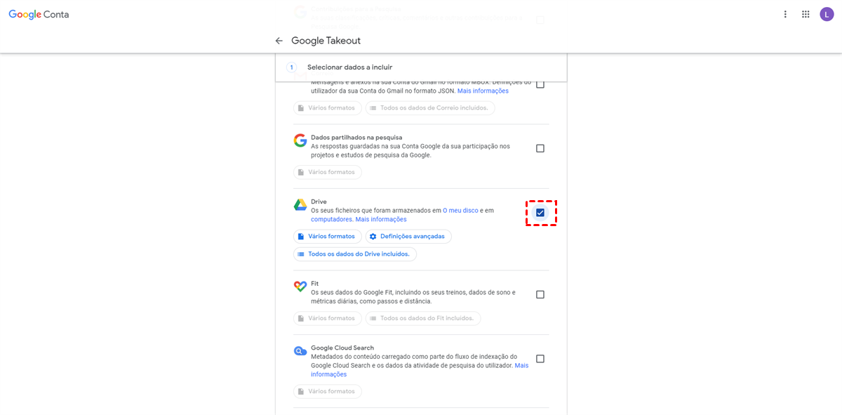 Seleccione Google Drive