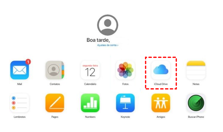 Clicar em iCloud Drive