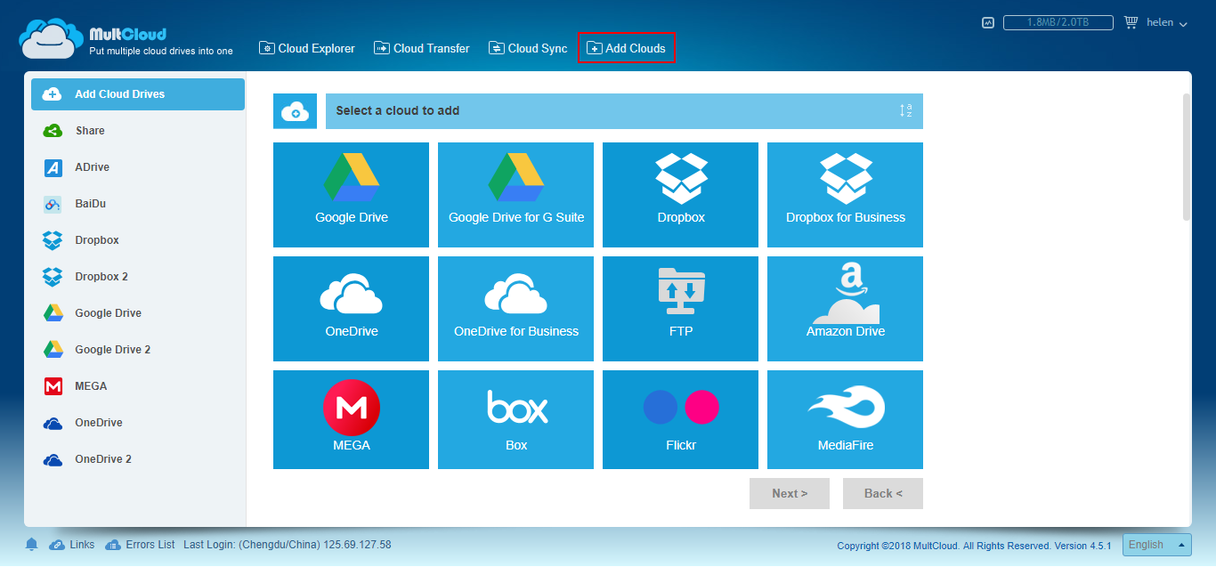 Add share. Cloud Drive. ONEDRIVE Multi. Select cloud. Cloud sync.