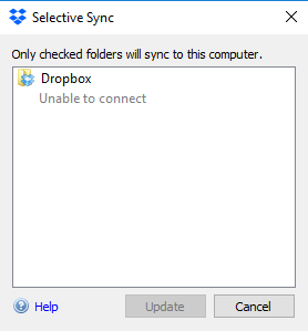 dropbox help with selective sync